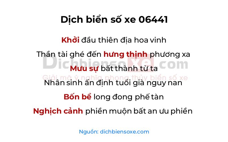 Dịch thơ biển số 06441