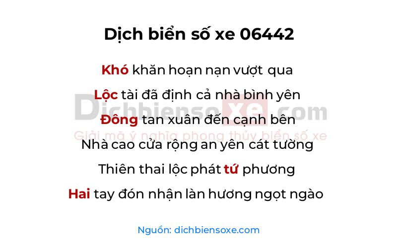 Dịch thơ biển số 06442