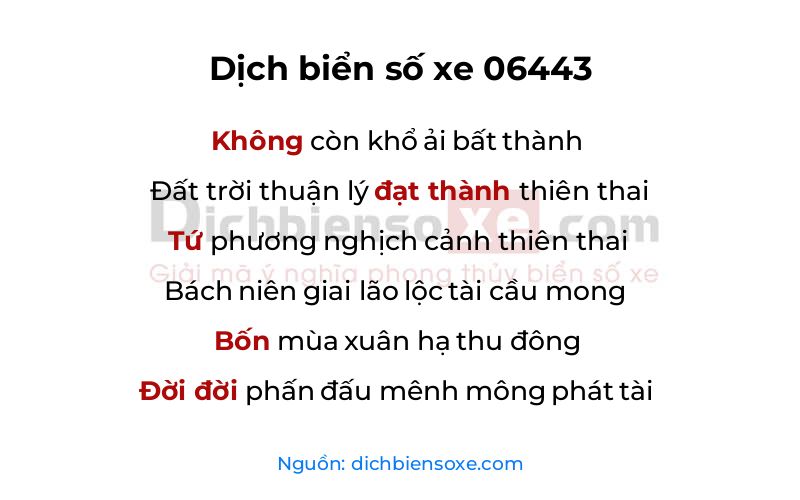 Dịch thơ biển số 06443