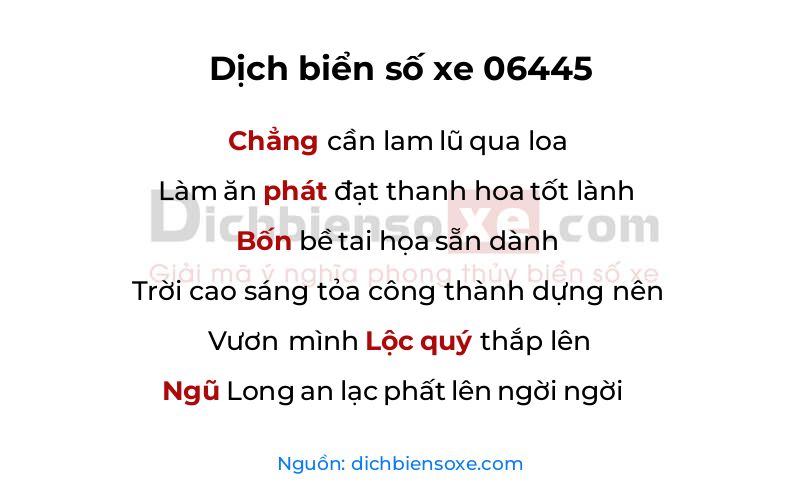 Dịch thơ biển số 06445