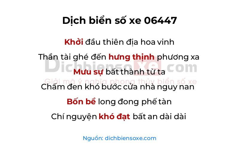 Dịch thơ biển số 06447
