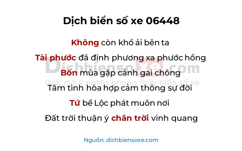 Dịch thơ biển số 06448