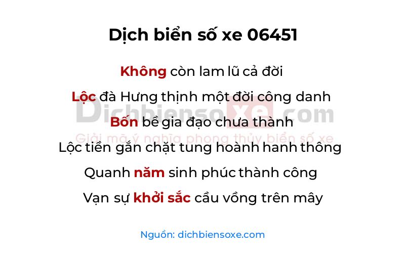 Dịch thơ biển số 06451