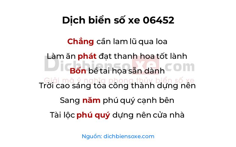 Dịch thơ biển số 06452