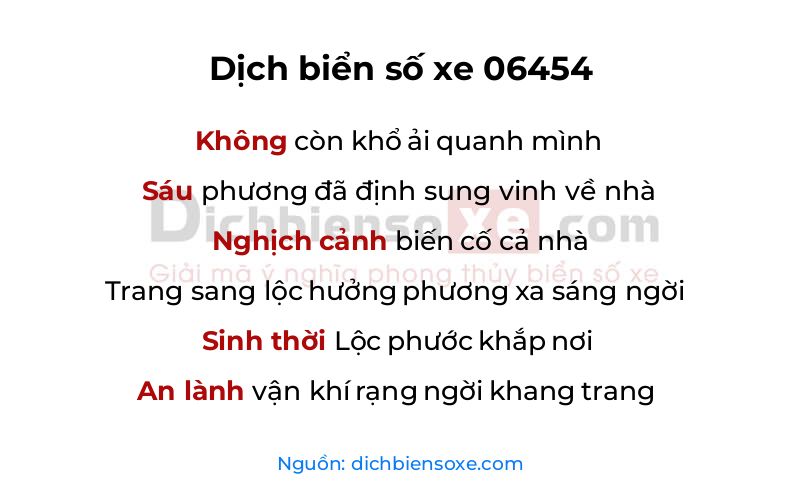 Dịch thơ biển số 06454