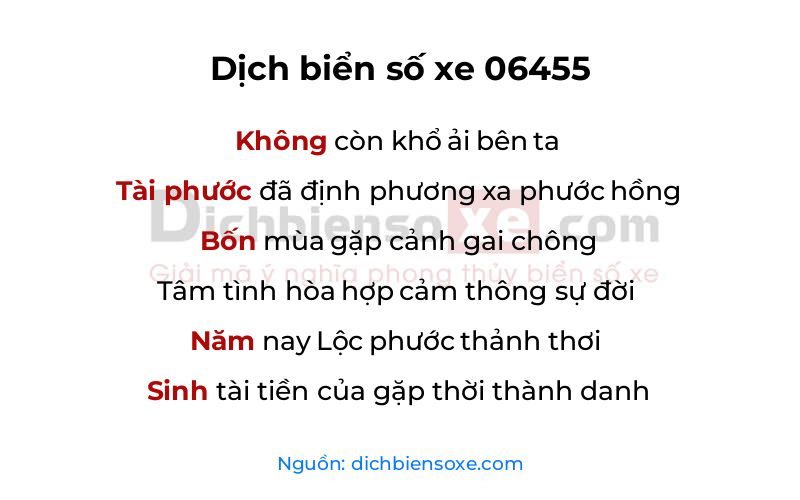 Dịch thơ biển số 06455