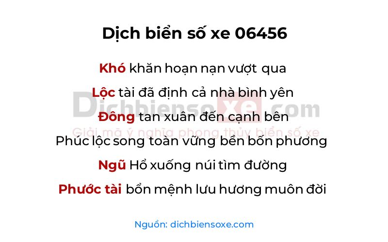 Dịch thơ biển số 06456
