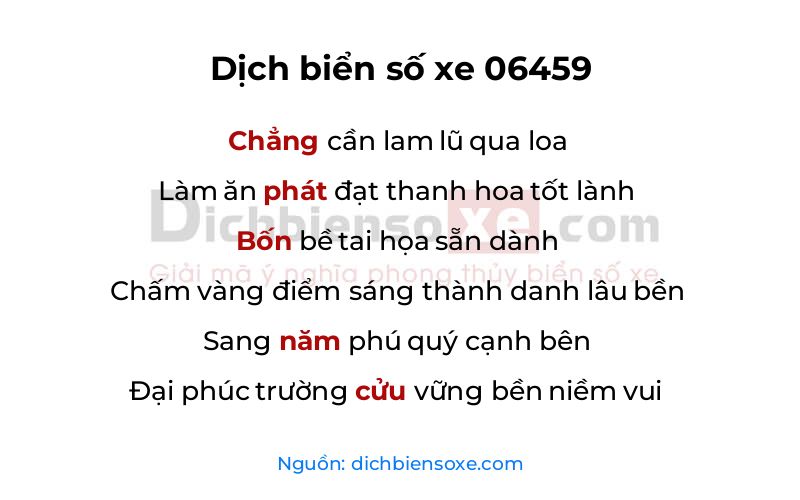 Dịch thơ biển số 06459