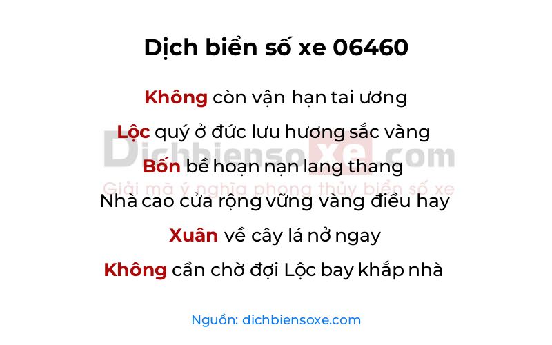 Dịch thơ biển số 06460