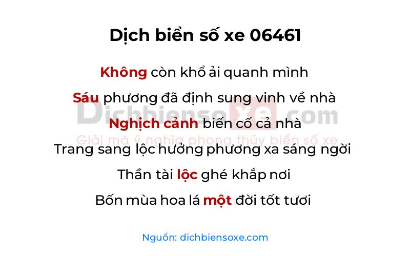 Dịch thơ biển số 06461