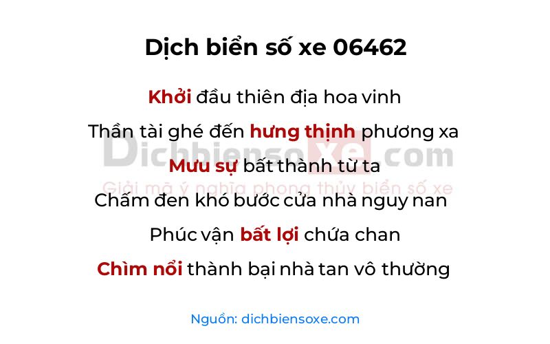 Dịch thơ biển số 06462