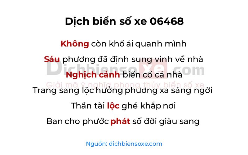 Dịch thơ biển số 06468