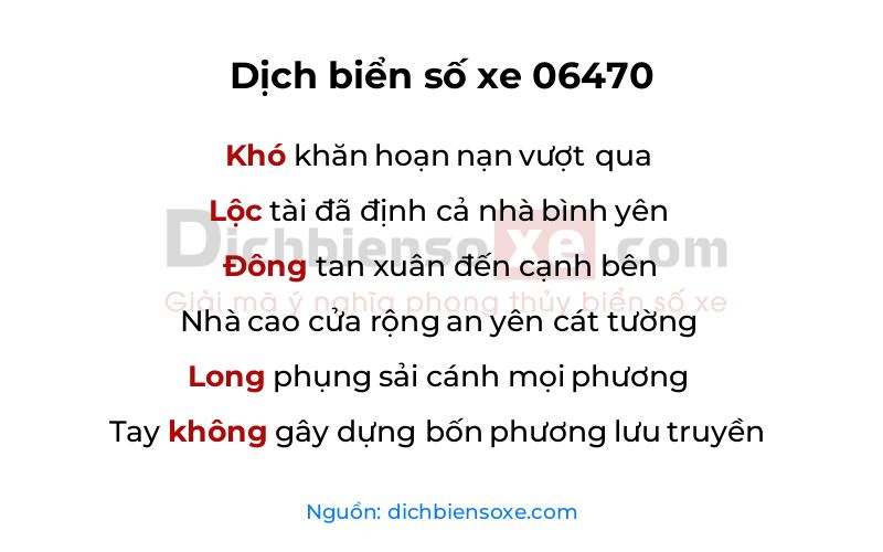 Dịch thơ biển số 06470