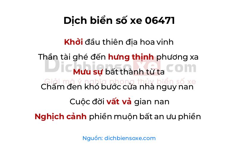 Dịch thơ biển số 06471