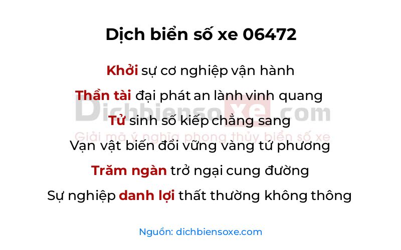 Dịch thơ biển số 06472