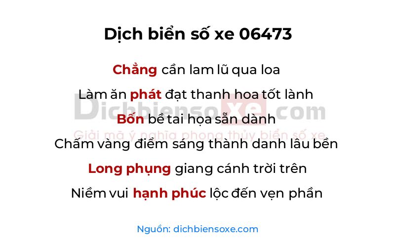 Dịch thơ biển số 06473
