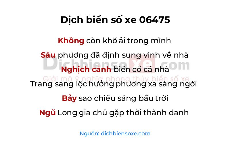 Dịch thơ biển số 06475