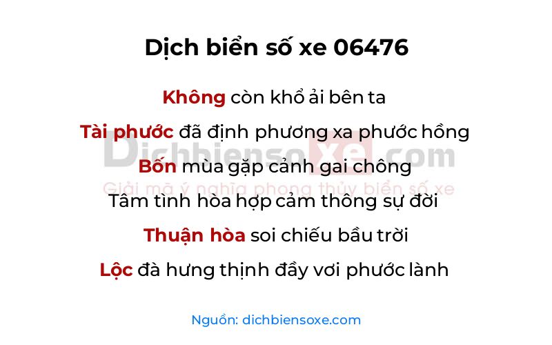 Dịch thơ biển số 06476