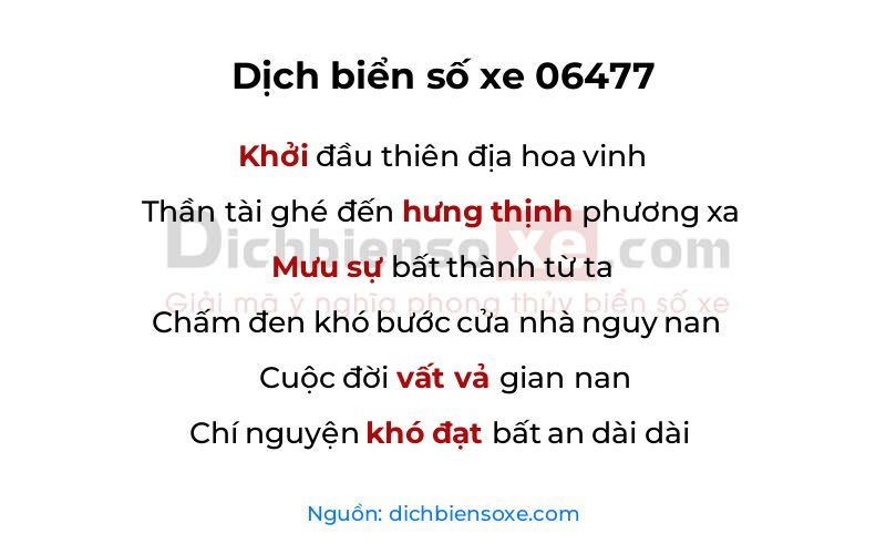 Dịch thơ biển số 06477