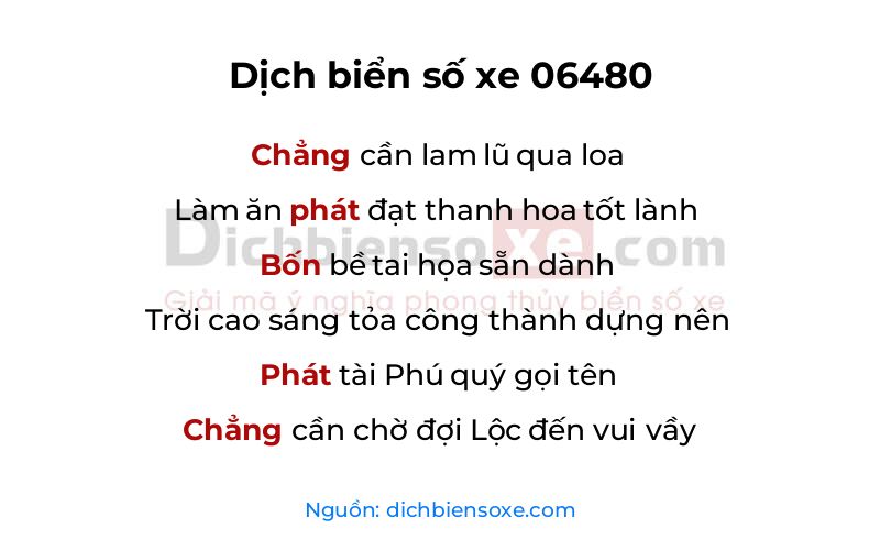 Dịch thơ biển số 06480