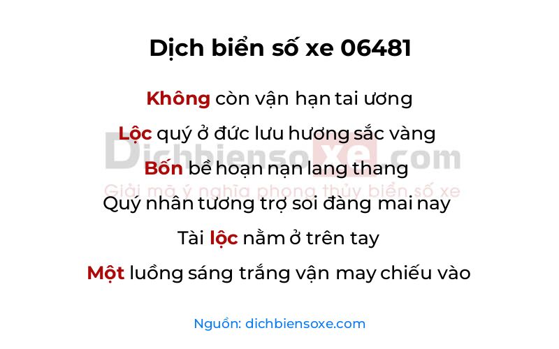 Dịch thơ biển số 06481