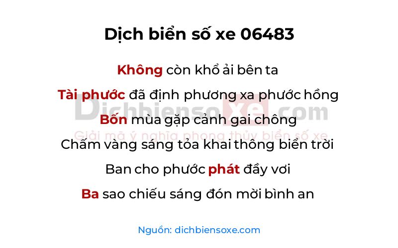 Dịch thơ biển số 06483
