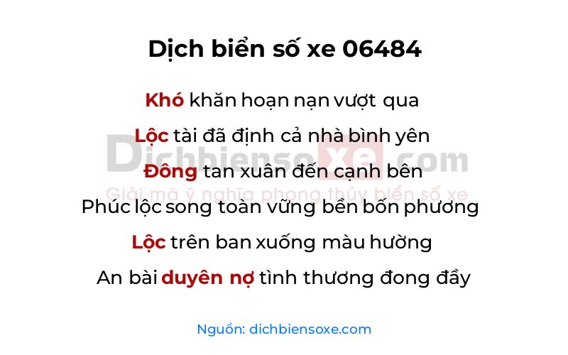 Dịch thơ biển số 06484