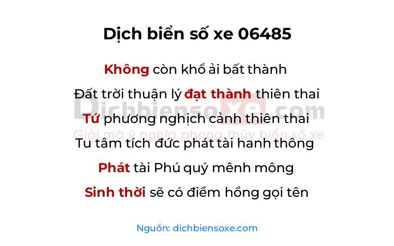 Dịch thơ biển số 06485