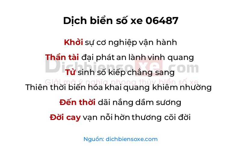Dịch thơ biển số 06487