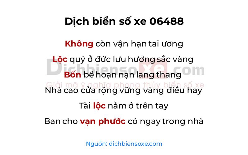 Dịch thơ biển số 06488