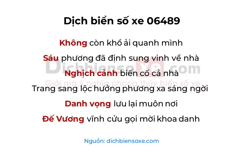 Dịch thơ biển số 06489