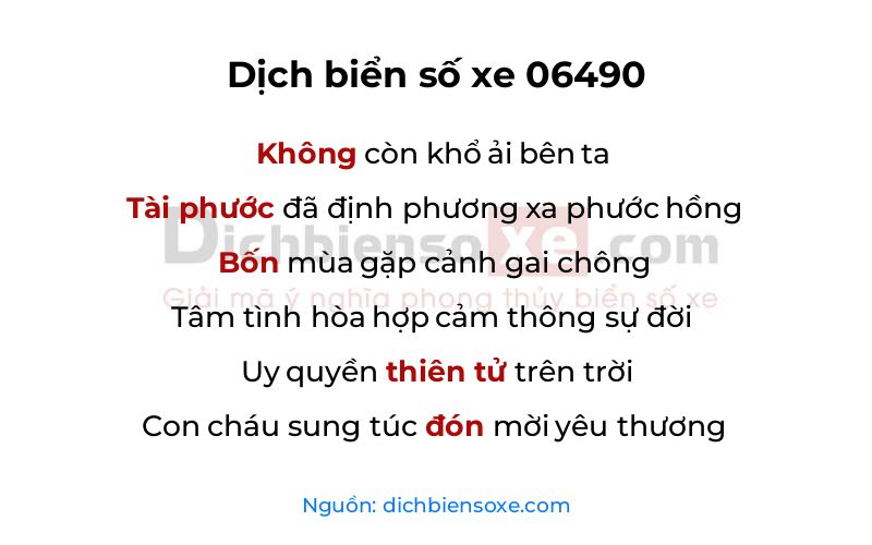 Dịch thơ biển số 06490