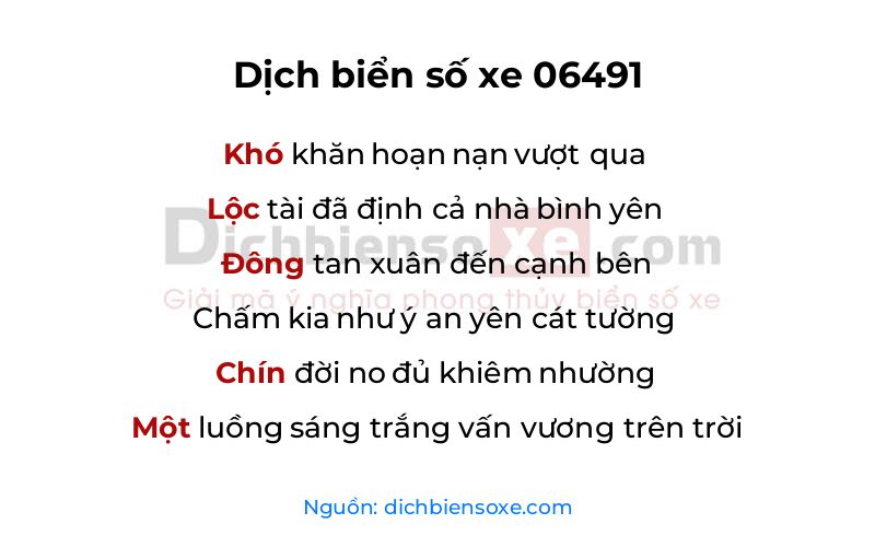 Dịch thơ biển số 06491
