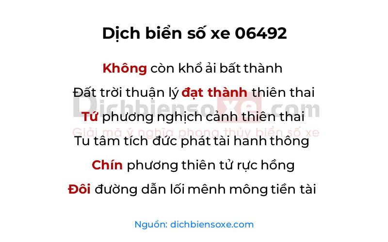 Dịch thơ biển số 06492