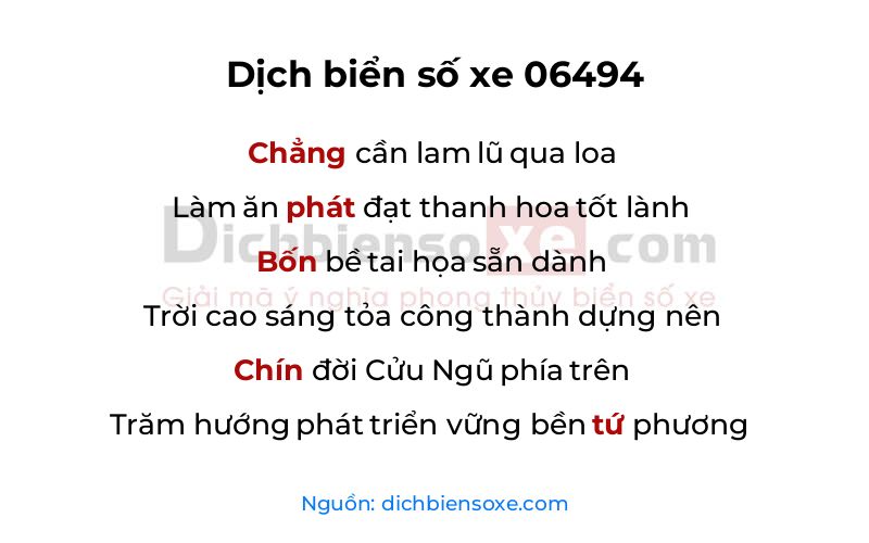 Dịch thơ biển số 06494