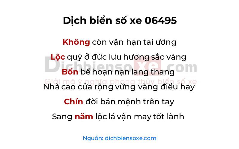 Dịch thơ biển số 06495