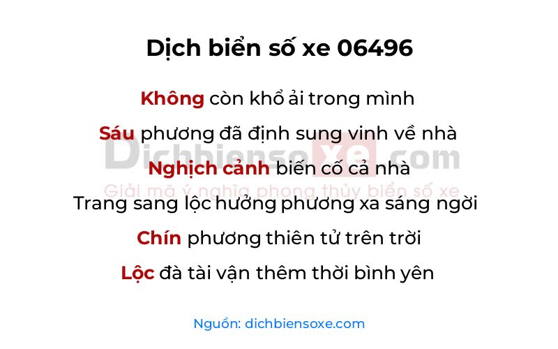 Dịch thơ biển số 06496