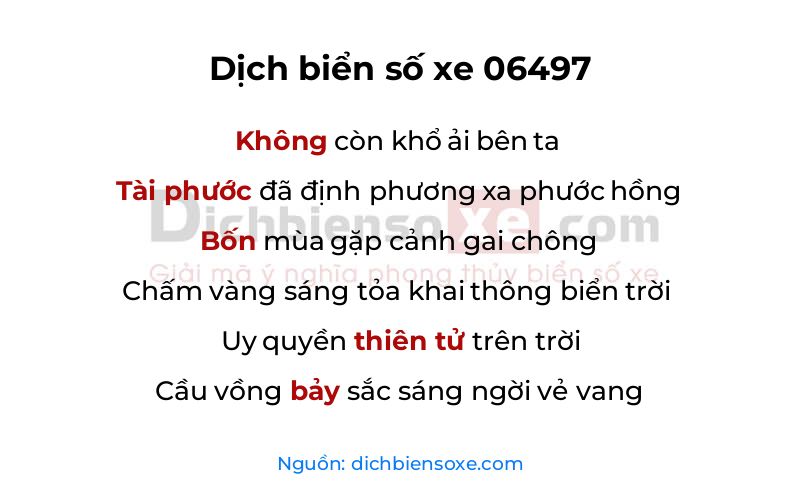 Dịch thơ biển số 06497