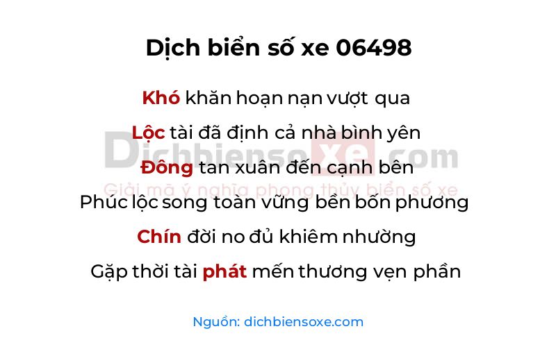Dịch thơ biển số 06498