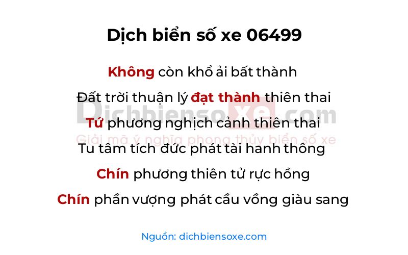 Dịch thơ biển số 06499