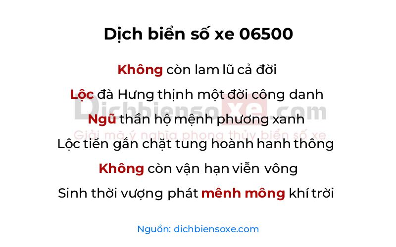 Dịch thơ biển số 06500
