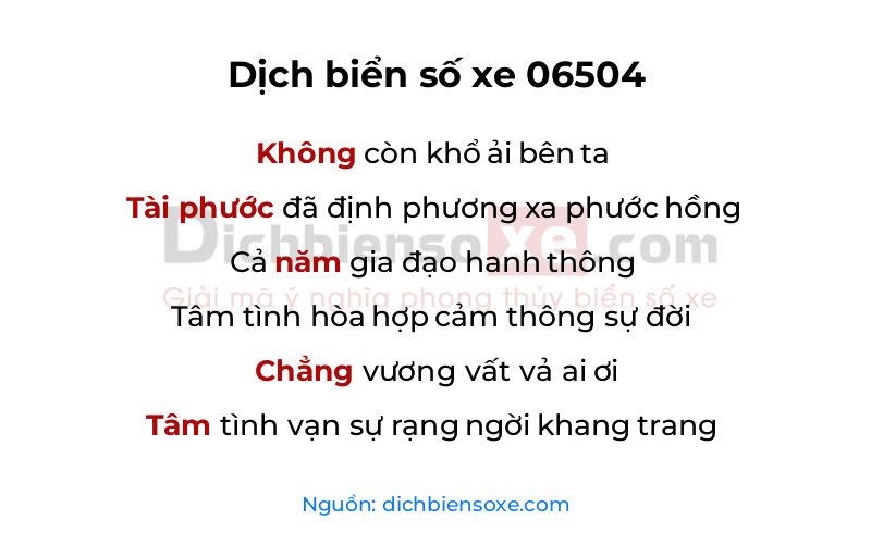 Dịch thơ biển số 06504