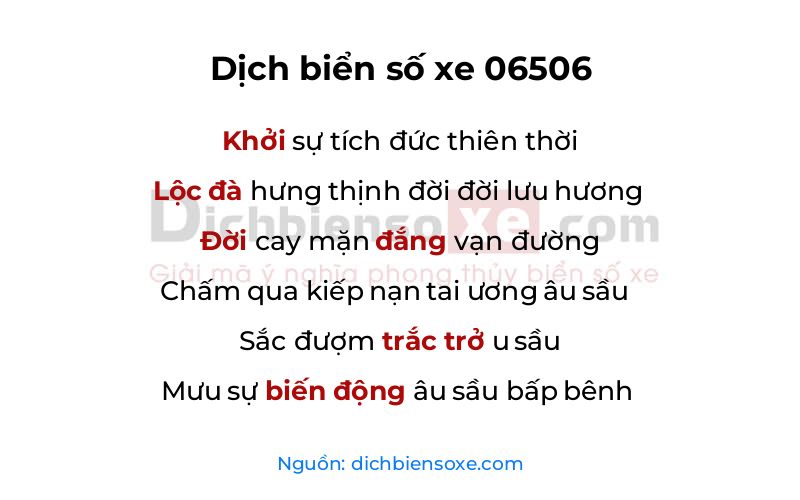Dịch thơ biển số 06506