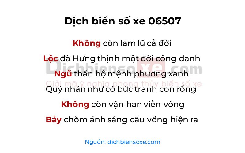 Dịch thơ biển số 06507