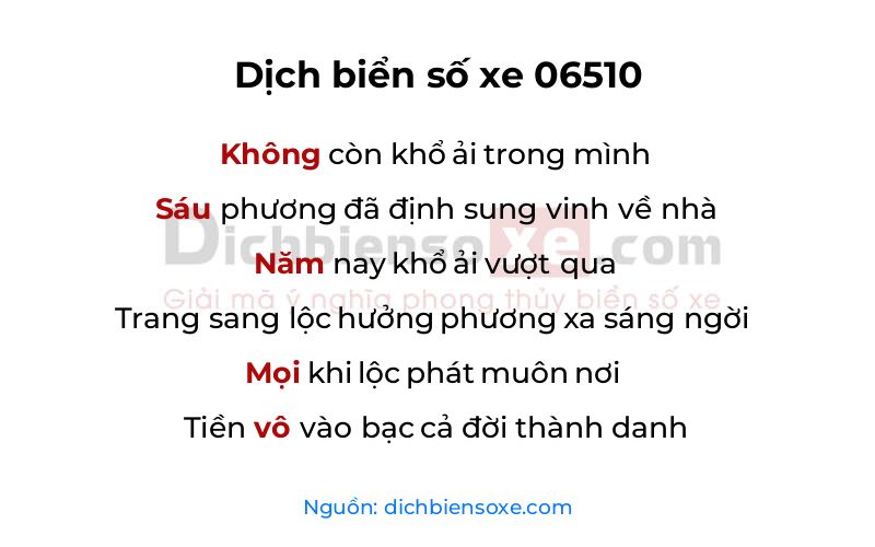 Dịch thơ biển số 06510