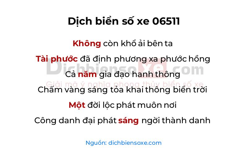 Dịch thơ biển số 06511