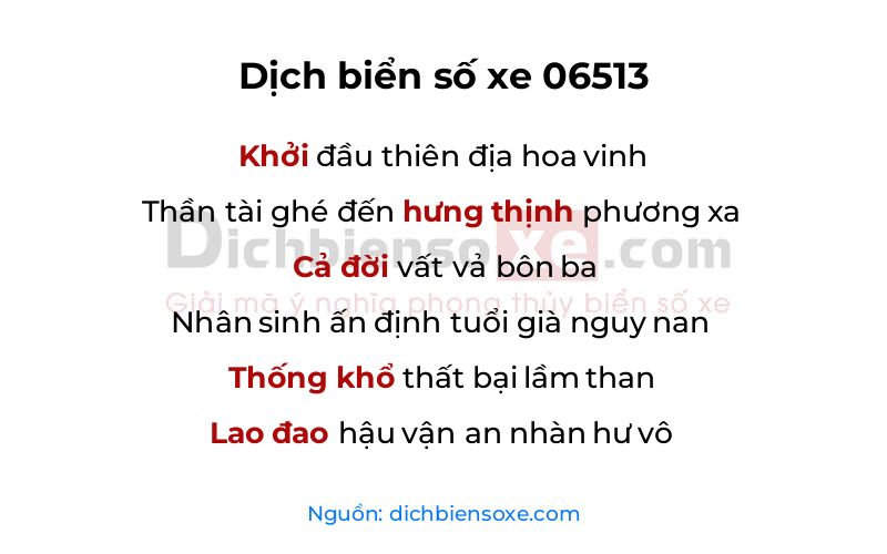 Dịch thơ biển số 06513