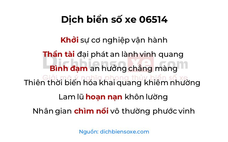 Dịch thơ biển số 06514