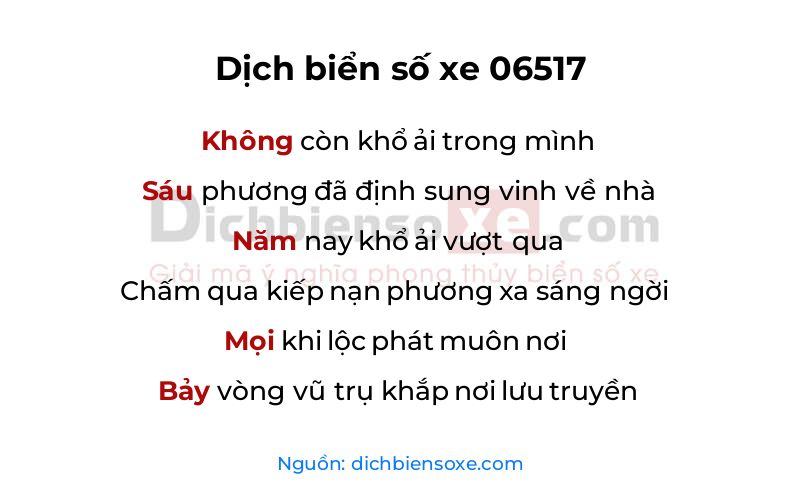 Dịch thơ biển số 06517