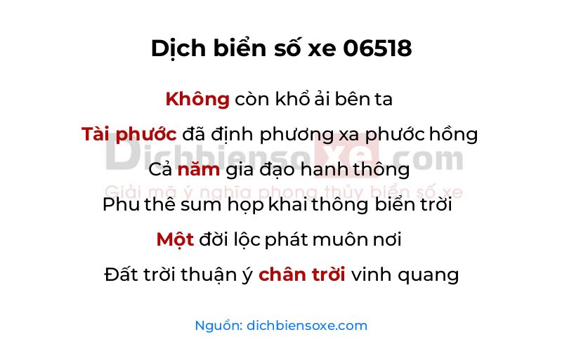 Dịch thơ biển số 06518